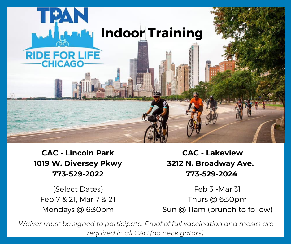 Ride for Life Chicago, indoor training, 2022